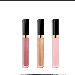 CHANEL Luxurious Lip Gloss Set - Pink, Gold, and Cream